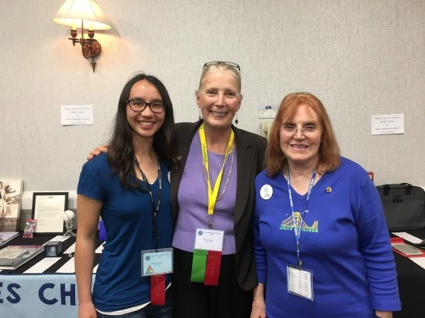 Sue with Emily Stednitz, our recent check ride scholarship recipient and Kath Holcombe, Treasurer of the Bay Cities 99s
